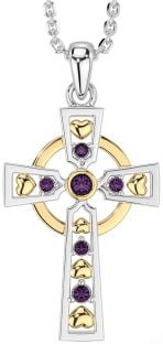 Alexandrite Gold Silver Celtic Cross Necklace