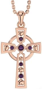 Alexandrite Rose Gold Silver Celtic Cross Necklace