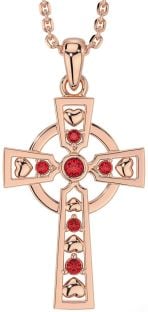 Ruby Rose Gold Silver Celtic Cross Necklace