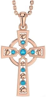 Topaz Rose Gold Silver Celtic Cross Necklace