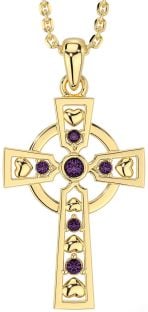 Alexandrite Gold Silver Celtic Cross Necklace