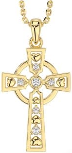 Diamond Gold Silver Celtic Cross Necklace