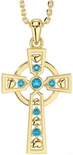 Topaz Gold Silver Celtic Cross Necklace