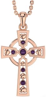 Alexandrite Rose Gold Celtic Cross Necklace