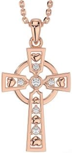 Diamond Rose Gold Celtic Cross Necklace