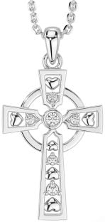 Diamond Silver Celtic Cross Necklace