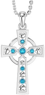 Topaz Silver Celtic Cross Necklace