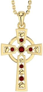 Garnet Gold Celtic Cross Necklace