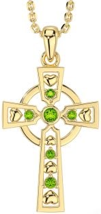 Peridot Gold Celtic Cross Necklace