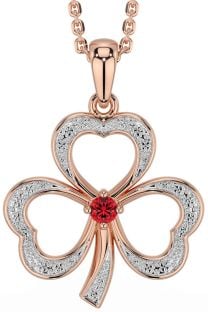 Ruby Rose Gold Silver Shamrock Necklace