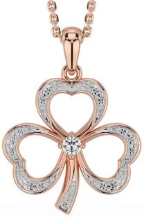 Diamond Rose Gold Shamrock Necklace