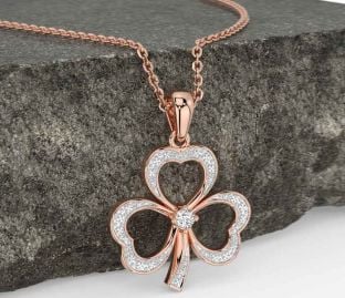 Diamant Rose Gold Kleeblatt Halskette