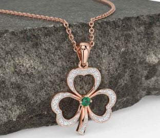 Emerald Rose Gold Shamrock Necklace