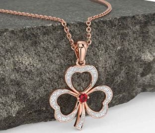 Ruby Rose Gold Shamrock Necklace