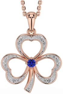 Sapphire Rose Gold Shamrock Necklace