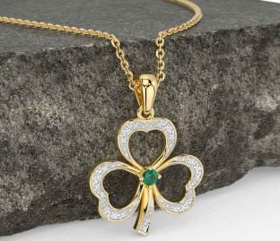 Emerald Gold Shamrock Necklace