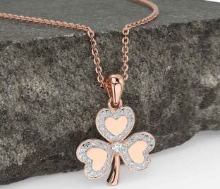Diamant Rose Gold Kleeblatt Halskette