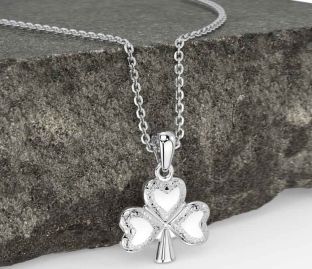 White Gold Shamrock Necklace