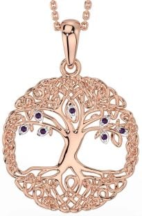 Alexandrite Rose Gold Silver Celtic Tree of Life Necklace