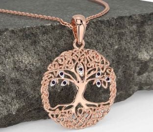 Alexandrite Rose Gold Silver Celtic Tree of Life Necklace