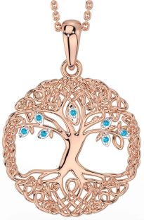 Topaz Rose Gold Silver Celtic Tree of Life Necklace