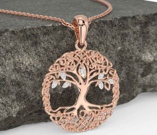 Diamond Rose Gold Celtic Tree of Life Necklace