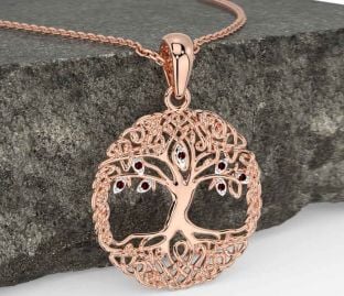Garnet Rose Gold Celtic Tree of Life Necklace
