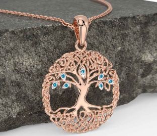 Topaz Rose Gold Celtic Tree of Life Necklace