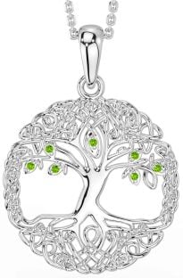 Peridot Silver Celtic Tree of Life Necklace
