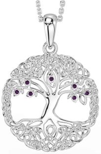 Alexandrite White Gold Celtic Tree of Life Necklace