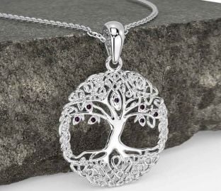 Alexandrite White Gold Celtic Tree of Life Necklace