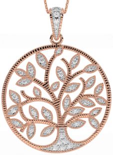 Diamond Rose Gold Celtic Tree of Life Necklace