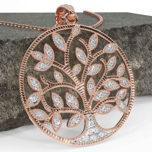 Diamond Rose Gold Celtic Tree of Life Necklace