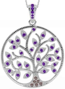 Amethyst Silver Celtic Tree of Life Necklace