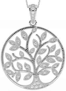 Diamond Silver Celtic Tree of Life Necklace