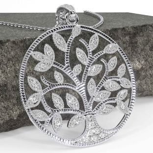 Diamante Blanco Oro céltico Árbol de Vida Collar