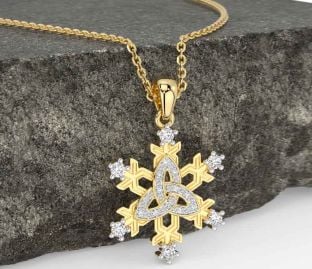 Diamond Gold Silver Celtic Trinity Knot Necklace
