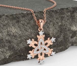 Diamond Rose Gold Celtic Trinity Knot Necklace