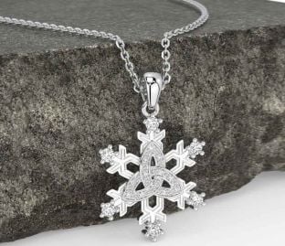 Diamond Silver Celtic Trinity Knot Necklace