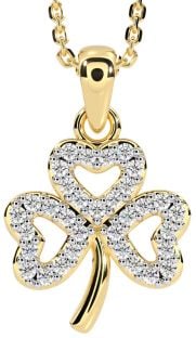 Diamond Gold Silver Shamrock Necklace