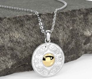 White Yellow Gold Celtic Warrior Necklace