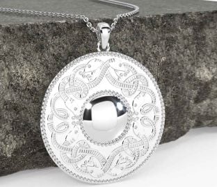 White Gold Celtic Warrior Necklace