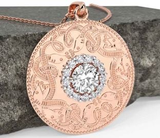 Diamond Rose Gold Silver Celtic Warrior Necklace