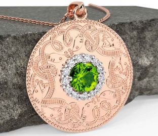 Diamante Peridoto Rosa Oro Plata céltico Guerrero Collar