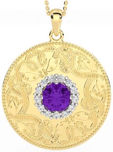 Diamond Amethyst Gold Silver Celtic Warrior Necklace