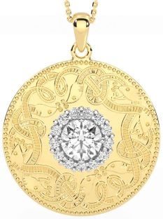 Diamond Gold Silver Celtic Warrior Necklace