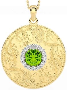 Diamond Peridot Gold Silver Celtic Warrior Necklace