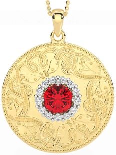 Diamond Ruby Gold Silver Celtic Warrior Necklace