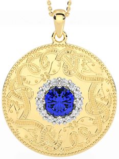 Diamond Sapphire Gold Silver Celtic Warrior Necklace