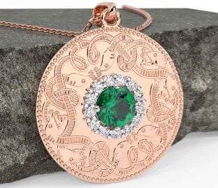 Diamante Smeraldo Rosa Oro celtico Guerriero Collana